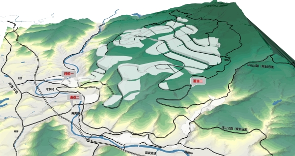 图八：山地园区道路与地形耦合模拟图
